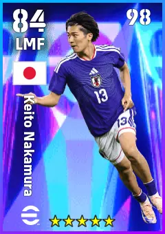 Keito Nakamura eFootball 2026 player card — 84 OVR LMF