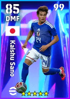 Kaishu Sano eFootball 2026 player card — 85 OVR DMF