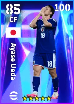 Ayase Ueda eFootball 2026 player card — 85 OVR CF