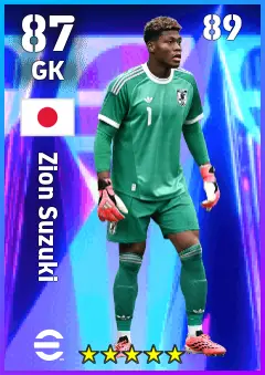 Zion Suzuki eFootball 2026 player card — 87 OVR GK