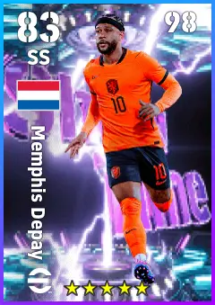 Memphis Depay eFootball 2026 player card — 83 OVR SS