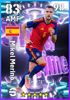 Mikel Merino eFootball 2026 player card — 83 OVR AMF