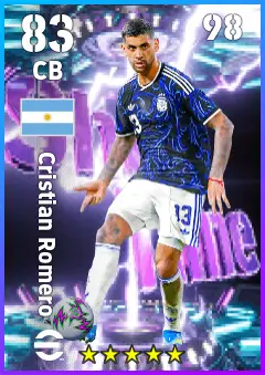 Cristian Romero eFootball 2026 player card — 83 OVR CB