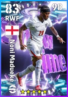 Noni Madueke eFootball 2026 player card — 83 OVR RWF