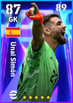 Unai Simon eFootball 2026 player card — 87 OVR GK