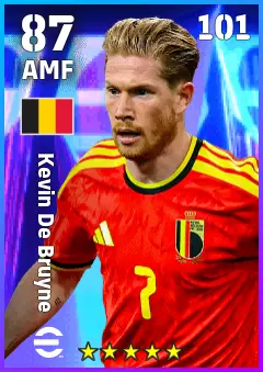 Kevin De Bruyne eFootball 2026 player card, 87 OVR AMF