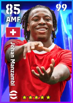 Johan Manzambi eFootball 2026 player card, 85 OVR AMF