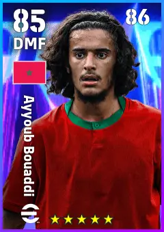 Ayyoub Bouaddi eFootball 2026 player card, 85 OVR DMF