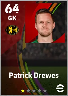 Patrick Drewes eFootball 2026 player card — 64 OVR GK