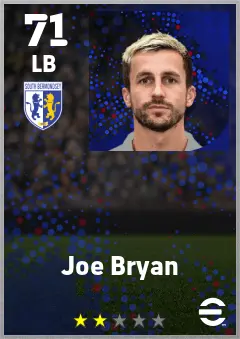 Joe Bryan eFootball 2026 player card — 71 OVR LB