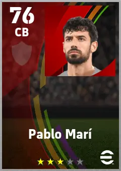 Pablo Mari eFootball 2026 player card — 76 OVR CB