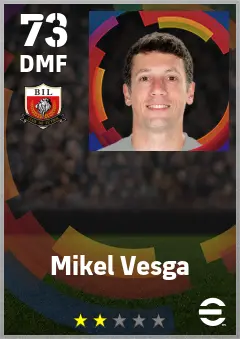 Mikel Vesga eFootball 2026 player card — 73 OVR DMF