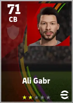 Ali Gabr eFootball 2026 player card — 71 OVR CB