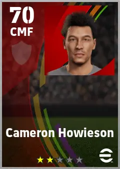 Cameron Howieson eFootball 2026 player card — 70 OVR CMF