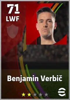 Benjamin Verbic eFootball 2026 player card — 71 OVR LWF