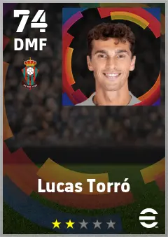 Lucas Torro eFootball 2026 player card — 74 OVR DMF