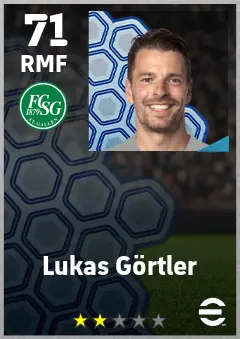 Lukas Gortler eFootball 2026 player card — 71 OVR RMF