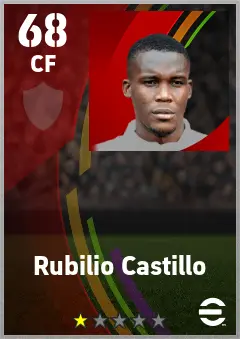 Rubilio Castillo eFootball 2026 player card — 68 OVR CF