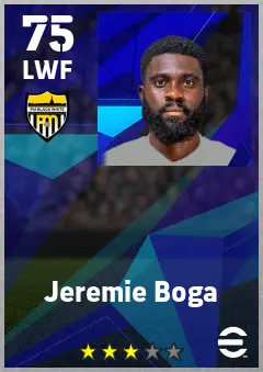 Jeremie Boga eFootball 2026 player card — 75 OVR LWF