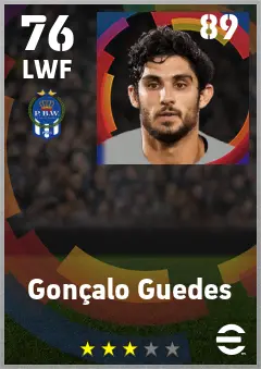 Goncalo Guedes eFootball 2026 player card — 76 OVR LWF