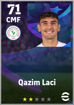 Qazim Laci eFootball 2026 player card — 71 OVR CMF