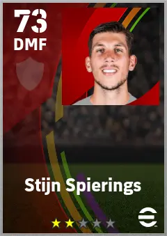 Stijn Spierings eFootball 2026 player card — 73 OVR DMF