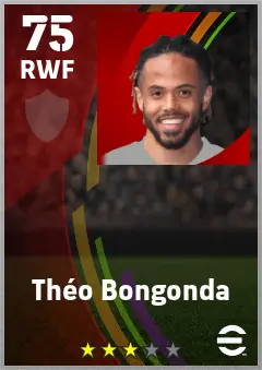 Theo Bongonda eFootball 2026 player card — 75 OVR RWF