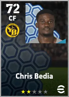 Chris Bedia eFootball 2026 player card — 72 OVR CF