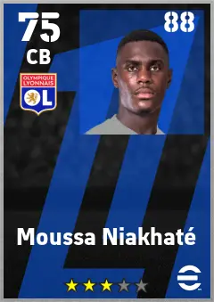 Moussa Niakhate eFootball 2026 player card — 75 OVR CB