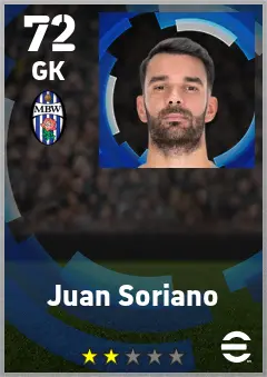 Juan Soriano eFootball 2026 player card — 72 OVR GK