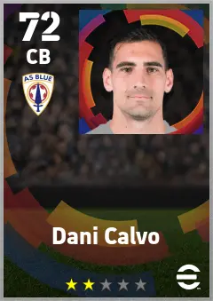 Dani Calvo eFootball 2026 player card — 72 OVR CB