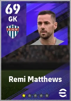 Remi Matthews eFootball 2026 player card — 69 OVR GK