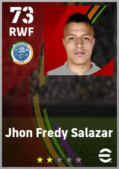 Jhon Fredy Salazar eFootball 2026 player card — 73 OVR RWF