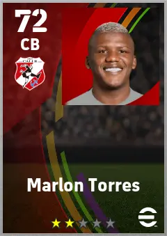 Marlon Torres eFootball 2026 player card — 72 OVR CB