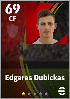 Edgaras Dubickas eFootball 2026 player card — 69 OVR CF