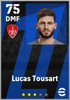 Lucas Tousart eFootball 2026 player card — 75 OVR DMF