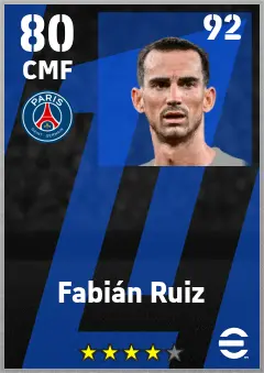 Fabian Ruiz eFootball 2026 player card — 80 OVR CMF
