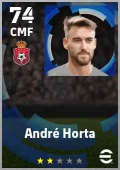 Andre Horta eFootball 2026 player card — 74 OVR CMF