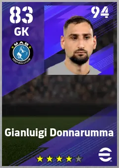 Gianluigi Donnarumma eFootball 2026 player card — 83 OVR GK