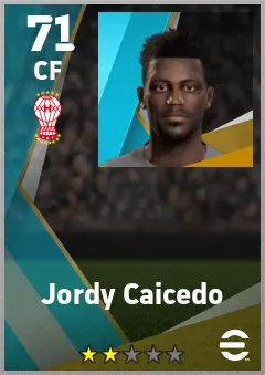 Jordy Caicedo eFootball 2026 player card — 71 OVR CF