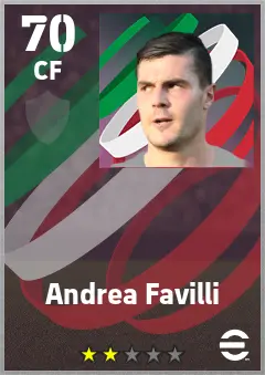 Andrea Favilli eFootball 2026 player card — 70 OVR CF