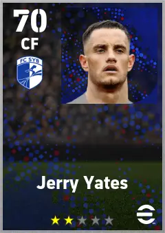 Jerry Yates eFootball 2026 player card — 70 OVR CF