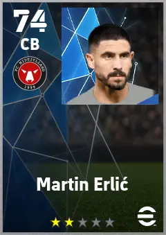 Martin Erlic eFootball 2026 player card — 74 OVR CB