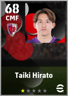 Taiki Hirato eFootball 2026 player card — 68 OVR CMF