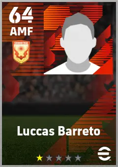 Luccas Barreto eFootball 2026 player card — 64 OVR AMF