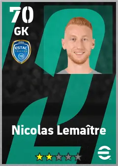 Nicolas Lemaitre eFootball 2026 player card — 70 OVR GK