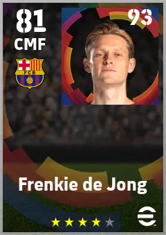 Frenkie de Jong eFootball 2026 player card — 81 OVR CMF