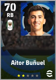 Aitor Bunuel eFootball 2026 player card — 70 OVR RB