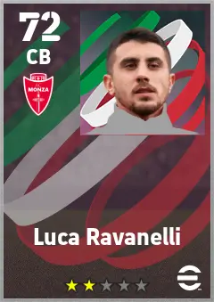 Luca Ravanelli eFootball 2026 player card — 72 OVR CB