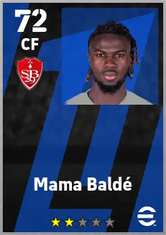 Mama Balde eFootball 2026 player card — 72 OVR CF